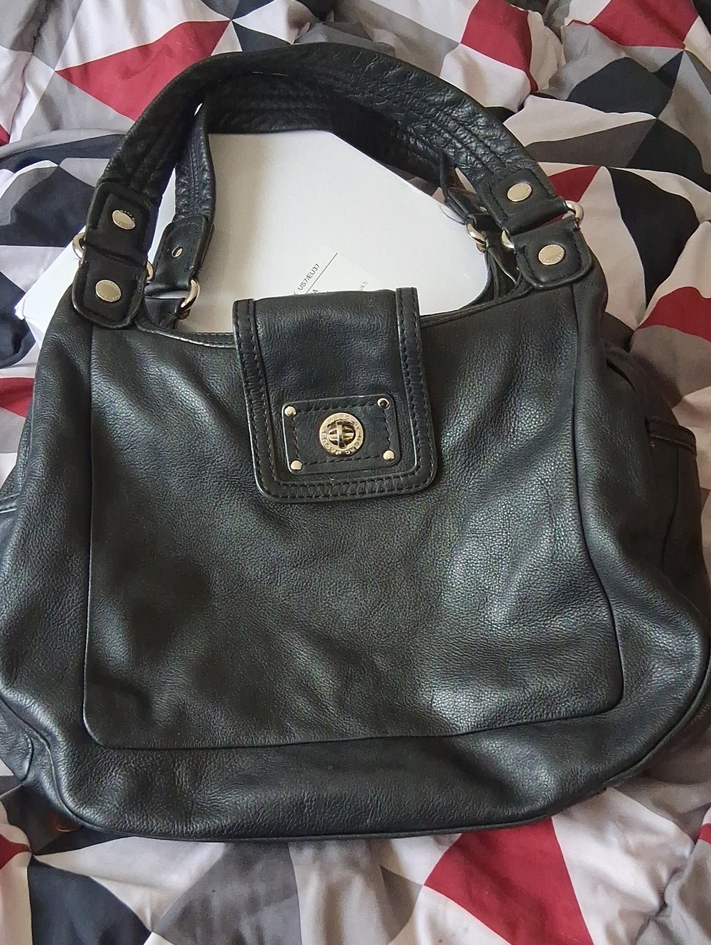 Mark by marc jacobs Black Leather Shoulder Bag with Turn-Lock Closure